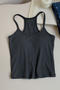 casual slight stretch 6color solid color padded tank top(suitable for 88-132lbs)_Black_White_Dark Gray