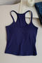 casual slight stretch 6color solid color padded tank top(suitable for 88-132lbs)_Black_White_Dark Gray_Pink_Dark Blue