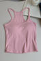 casual slight stretch 6color solid color padded tank top(suitable for 88-132lbs)_Black_White_Dark Gray_Pink