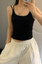casual slight stretch double straps padded tank top(suitable for 88-132lbs)_Black