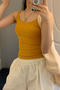 casual slight stretch double straps padded tank top(suitable for 88-132lbs)_Black_White_Yellow