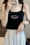 casual slight stretch letter printing padded tank top(suitable for 88-132lbs)_Black