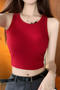 sexy slight stretch crew neck 6 colors padded tank top(suitable for 88-132lbs)_Black_White_Dark Gray_Red