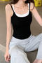 sexy slight stretch 7 colors padded fake two pieces tank top(suitable for 88-132lbs)_Black