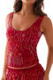 casual slight stretch 5-colors sequins beaded slim fit vest_Pink_Red