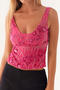 casual slight stretch 5-colors sequins beaded slim fit vest_Pink_Red_Magenta