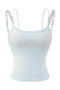 sexy slight stretch flower embroidery sling padded tank top(size run small)_White_Gray_Pink_Sky Blue