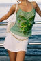 casual slight stretch sling sequins butterfly shape slim vest_Green