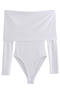 casual slight stretch 3 colors off shoulder solid color bodysuit_Black_White