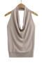 sexy slight stretch halter-neck 5 colors tank top(size run small)_Black_White_Pink_Blue_Khaki