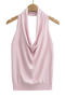 sexy slight stretch halter-neck 5 colors tank top(size run small)_Black_White_Pink