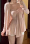casual slight stretch solid color 4 colors two-piece set top(size run small)_Pink