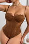 sexy slight stretch see-through mesh lace bodysuit with underwire_Black_Brown