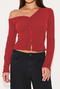 casual slight stretch 3-colors solid color slim fit single-breasted cardigan top_Black_White_Rose Red