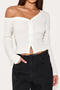 casual slight stretch 3-colors solid color slim fit single-breasted cardigan top_Black_White