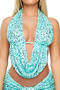 sexy slight stretch sequin decor swing collar halter-neck vest(only top)_Pink_Red_Sky Blue