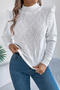 stylish slight stretch knitted 3 colors ruffle long sleeve all-match sweater_White