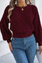 casual slight stretch twist knitted 5 colors lantern sleeve all-match sweater_Black_White_Rose Red