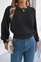 casual slight stretch twist knitted 5 colors lantern sleeve all-match sweater_Black