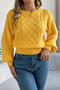 casual slight stretch twist knitted 5 colors lantern sleeve all-match sweater_Black_White_Rose Red_Yellow