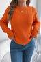 casual slight stretch cut out knitted 3 colors loose all-match sweater_White_Rose Red_Orange