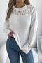 casual slight stretch cut out knitted 3 colors loose all-match sweater_White