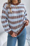 casual retro slight stretch stripe knitted 3 colors all-match sweater_Black_Rose Red_Brown
