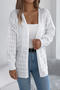 casual slight stretch cutout knitted long sleeve outerwear sweater(no underwear)_White