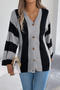 casual stretch color-block knitted v-neck single-breasted sweater_Gray