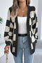 casual stretch color-block lattice knitted outerwear sweater(no underwear)_Black