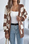 casual stretch color-block lattice knitted outerwear sweater(no underwear)_Black_Rose Red_Brown