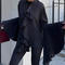 chic elegant non-stretch chiffon ruffle bell-sleeve blouse_Black