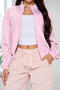 stylish plus size non-stretch latticed lace decor zip-up all-match jacket_Pink