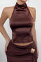 sexy slight stretch 3 colors halter-neck all-match vest_Black_Red_Brown