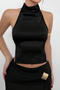 sexy slight stretch 3 colors halter-neck all-match vest_Black