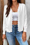 casual slight stretch solid color wave edge single-breasted knitted cardigan_Black_White