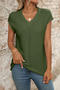 casual slight stretch 6 colors solid color knitted short-sleeved sweater_Black_Pink_Dark Green