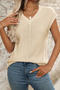 casual slight stretch 6 colors solid color knitted short-sleeved sweater_Black_Pink_Dark Green_Sky Blue_Blue_Beige
