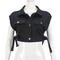 casual slight stretch 3 colors lapel sleeveless jacket_Black