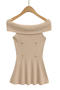 exquisite slight stretch ribbed knit off shoulder top(size run small)_White_Pink_Dark Blue_Khaki