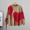 casual slight stretch contrast color heart tassel knitted loose sweater_Black_Dark Gray_Pink_Light Pink_Red_Sky Blue_Khaki 