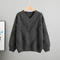 casual slight stretch solid color loose tassel all-match sweater_Dark Gray