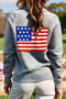 casual slight stretch knitted american flag loose cardigan_Gray