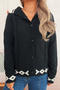 casual slight stretch heart-shaped single-breasted knitted cardigan_Black