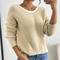casual slight stretch 4 colors ribbed knit bow decor sweaters_Black_White_Rose Red_Beige