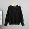 casual slight stretch 6-colors solid color knitted jacquard all-match sweater_Black