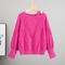 casual slight stretch 6-colors solid color knitted jacquard all-match sweater_Black_Pink_Rose Red_Magenta