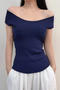 sexy slight stretch off shoulder 4 colors top(size run small)_Black_Yellow_Dark Blue