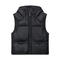 casual non-stretch hooded 4 colors zip-up sleeveless warm jacket_Black