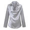 casual non-stretch 9 colors swing collar lapel solid color blouses_Black_White_Gray